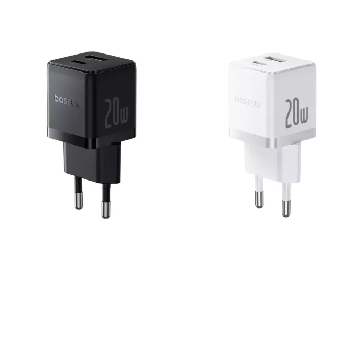 МЗП Baseus Palm Fast Charger Type-C+USB 20W (With Cable Type-C to Type-C 60W 1m)
