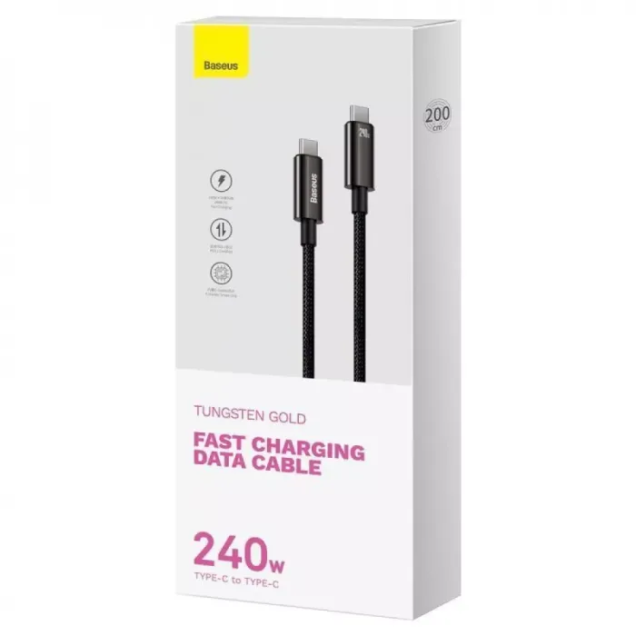Кабель Baseus Tungsten Gold Fast Charging Type-C to Type-C 240W (2m)