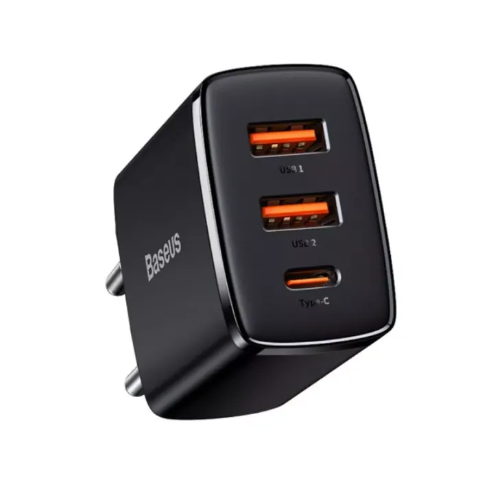 МЗП Baseus Compact Quick Charger 30W QC+ PD (1Type-C + 2USB)