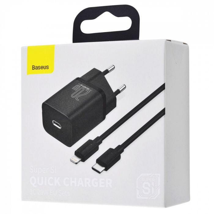 МЗП Baseus Super Silicone Quick Charger 20W (Type-C) + With Cable Type-C to Lightning
