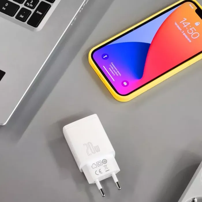МЗП Baseus Compact Quick Charger 20W QC+ PD (1Type-C + 1USB)