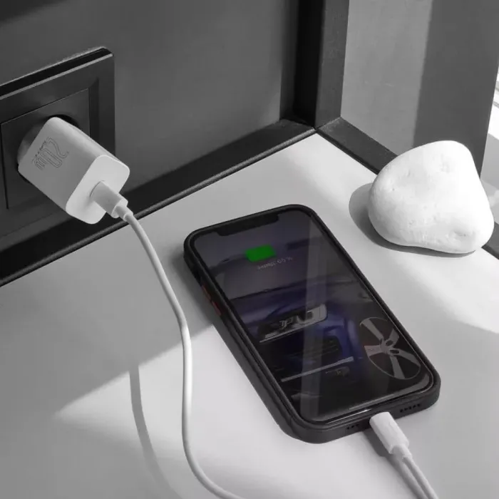 МЗП Baseus Super Silicone Quick Charger 20W (Type-C) + With Cable Type-C to Lightning