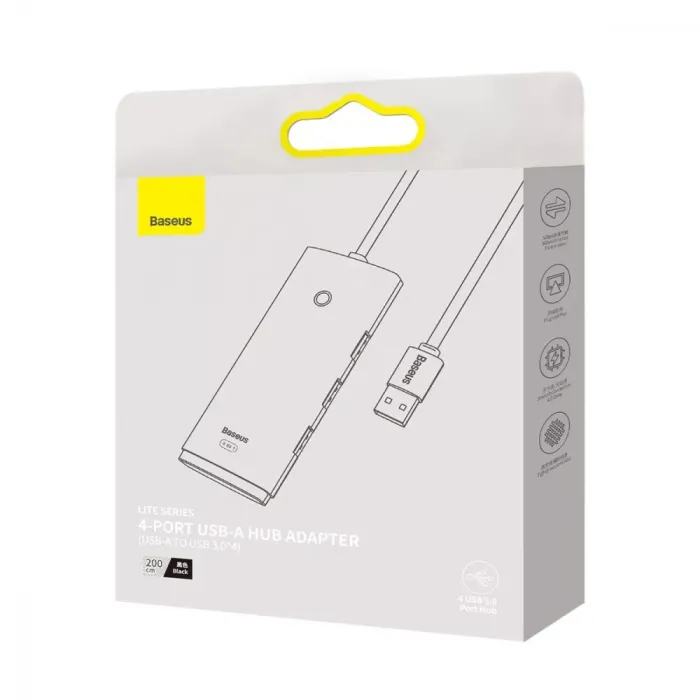 USB-A Хаб Baseus Lite Series 4-Port USB-A to USB 3.0*4 (2m)
