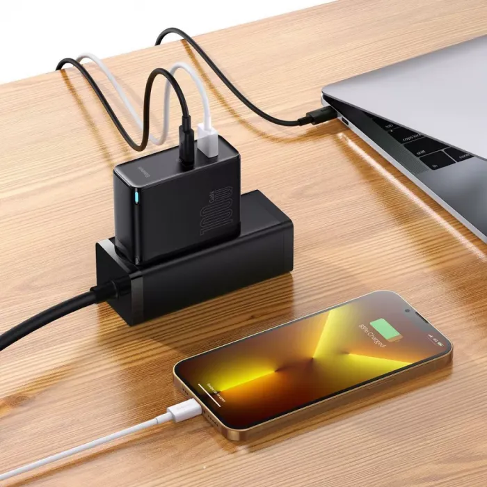 МЗП Baseus GaN5 Pro 100W (Type-C + USB) + Кабель Type-C + Type-C