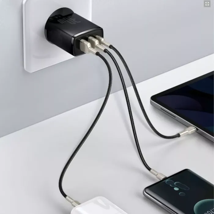 МЗП Baseus Compact Quick Charger 30W QC+ PD (1Type-C + 2USB)