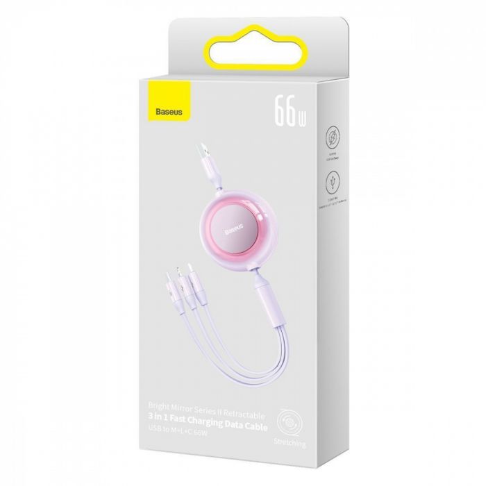 Кабель Baseus Bright Mirror 2 Series 3-in-1 (Micro USB+Lightning+Type-C) 66W (1.1m)