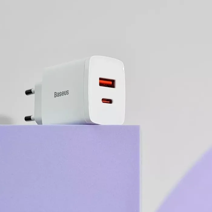МЗП Baseus Compact Quick Charger 20W QC+ PD (1Type-C + 1USB)