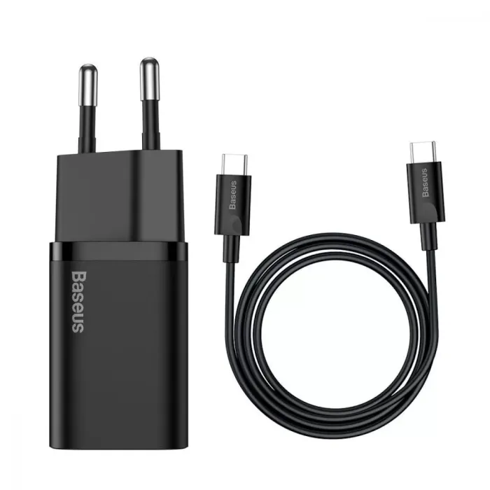 МЗП Baseus Super Silicone Quick Charger 25W (Type-C) + With Cable Type-C to Type-C 3A (1m)