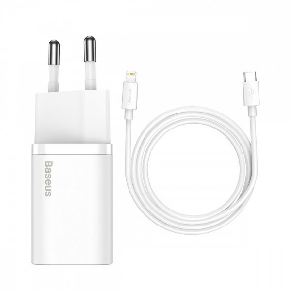 МЗП Baseus Super Silicone Quick Charger 20W (Type-C) + With Cable Type-C to Lightning