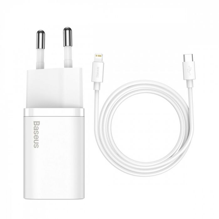 МЗП Baseus Super Silicone Quick Charger 20W (Type-C) + With Cable Type-C to Lightning
