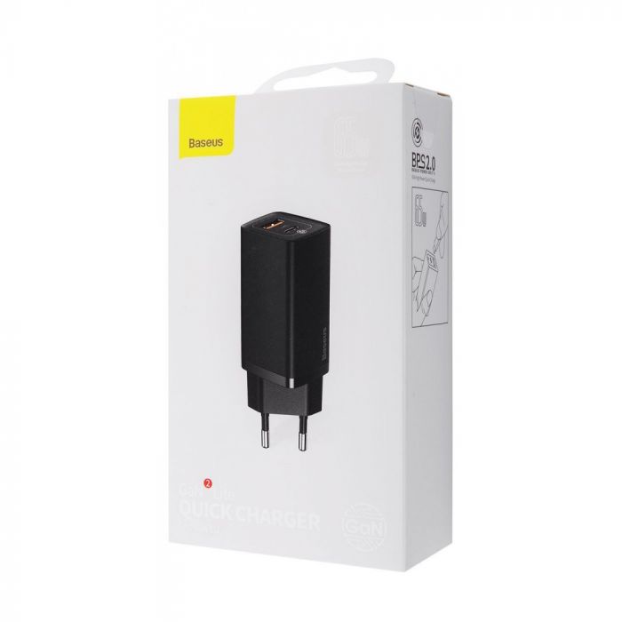 МЗП Baseus GaN2 Lite Quick Charger 65W (1 Type-C + 1 USB)