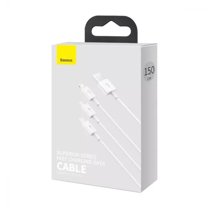 Кабель Baseus Superior Series Fast Charging 3-in-1 (Micro USB+Lightning+Type-C) 3.5A (1.5m)