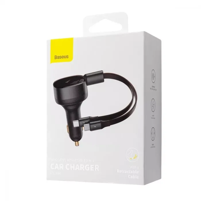 АЗП Baseus Enjoyment Retractable 2-in-1 Type-C + Type-C 33W